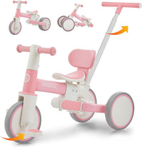Bobike 5-in-1 toddler tricycle with push handle and seat backrest in purple