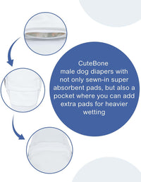 CuteBone Dog Diapers Male 4 Pack Puppy Wraps Reusable Doggie Belly - Urban Safari / S(11"-14") - image 4