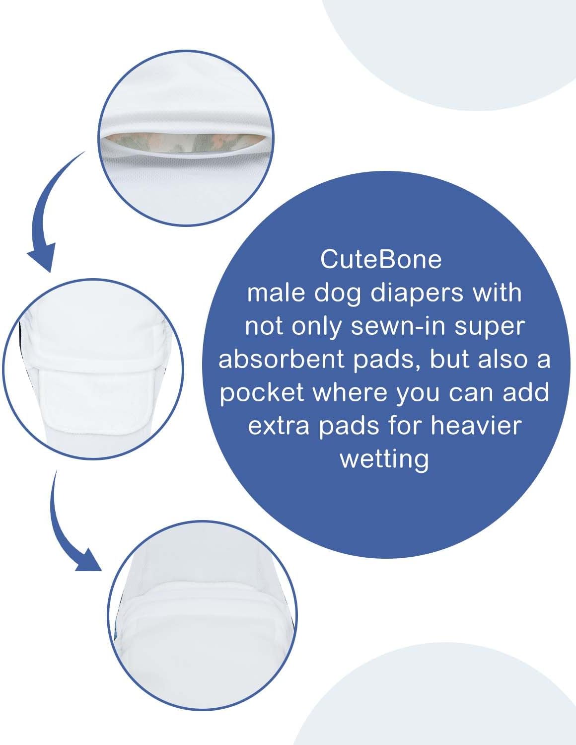 CuteBone Dog Diapers Male 4 Pack Puppy Wraps Reusable Doggie Belly - Urban Safari / S(11"-14") - image 4
