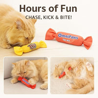 Catnip Candy Toys for Indoor Cats – 3-Pack Crinkle Cat Toys with Catnip Pouches, Durable Canvas & Soft Filling, Cat Chew Toys for Kittens & Adults (Yellow)