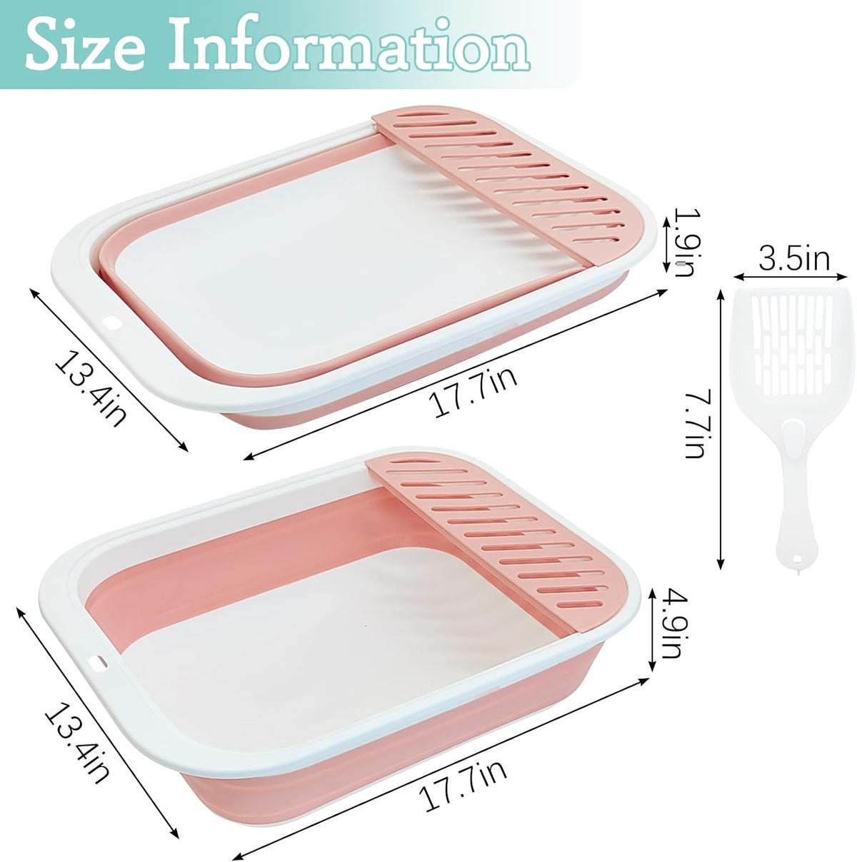 Fhiny Open Cat Litter Box - Pink-M / 1PCS - image 4