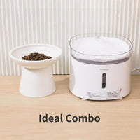 2-Pack Elevated Ceramic Cat Bowls Extra Wide for Food & Water – Essentials for Cats - White-2 Food Bowl - image 3