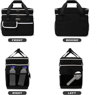 BAGLHER Dog Travel Bag for Supplies - Double-Layer Airline Approved Weekend Pet Travel Organizer Set for Dog and Cat Tote with 2 Pet Food Containers and 2 Collapsible Silicone Bowls Black