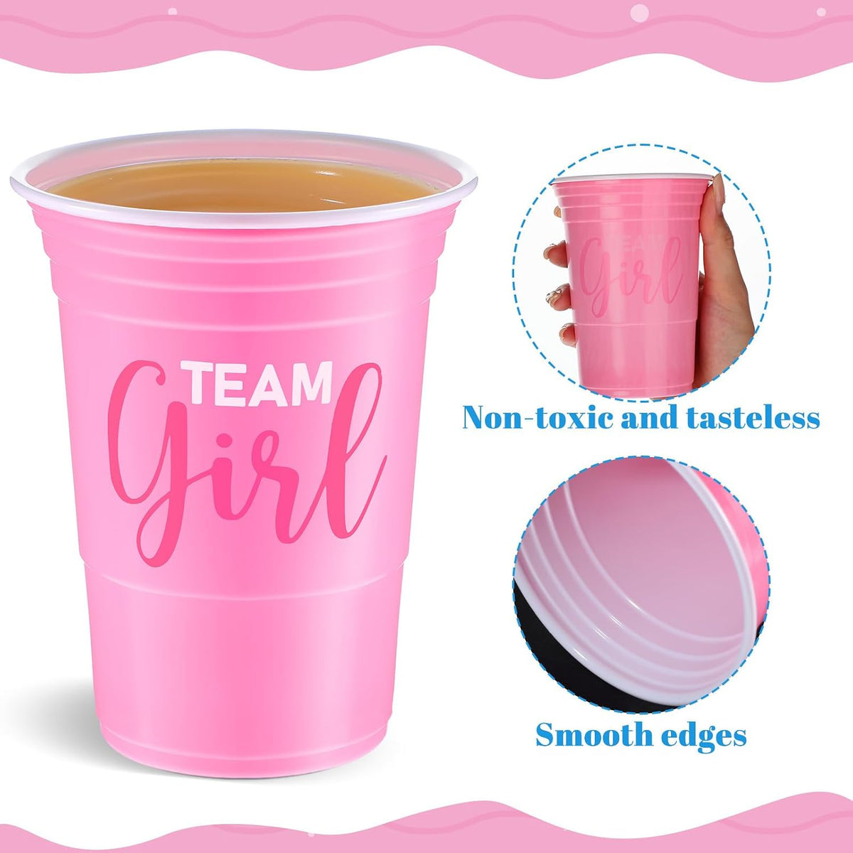 Norme 60 Pcs 16 oz Plastic Gender Reveal Cup Blue Pink Disposable Cup – Fun for Kids & Family - 16 oz / 60 - image 2