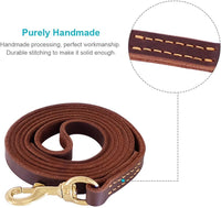 Braided Leather Dog Training Leash 6 Foot - M - 6 ft x 5/8 inch / Reddish Brown - image 4