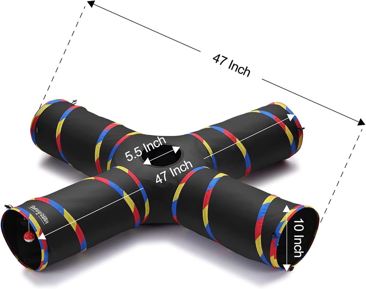 4 Way Cat Tunnels for Indoor Cats with Mouse Toy & Play Ball – Essentials for Cats - image 2