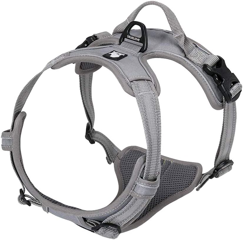 TRUE LOVE Adjustable No-Pull Dog Harness Reflective Pup Vest - M / Gray
