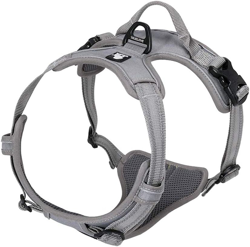 TRUE LOVE Adjustable No-Pull Dog Harness Reflective Pup Vest - M / Gray