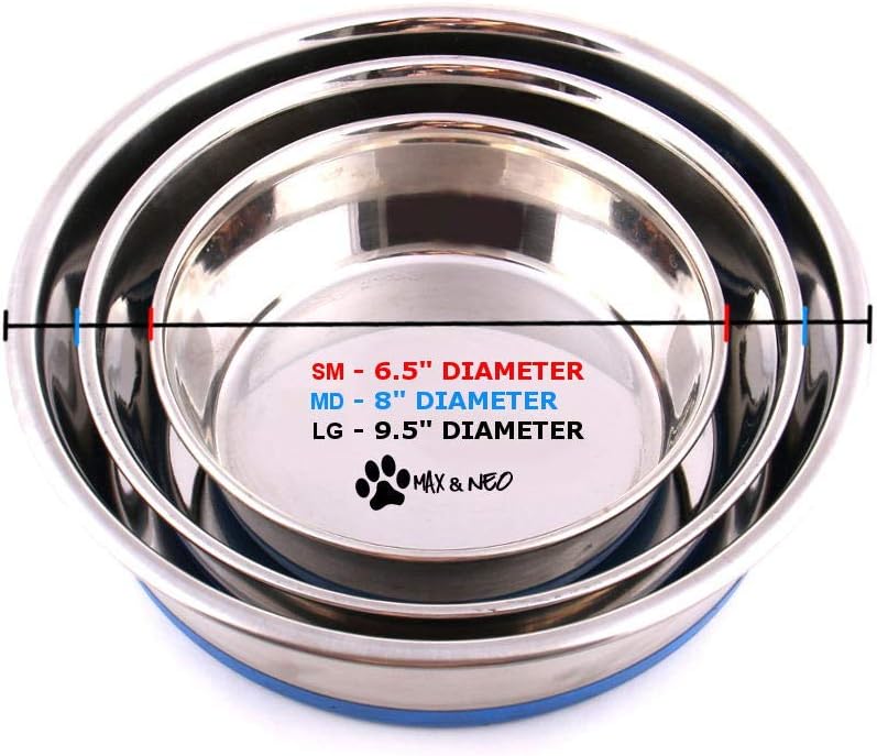 Max and Neo Heavyweight Non-Skid Rubber Bottom Stainless Steel Dog - Small - image 3