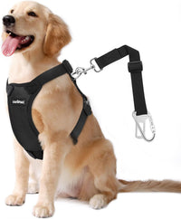 Dog Seat Belt Vest Harness for Car - Black / XXL (Chest: 30.7-51.2", Neck: 16.1-26.4")