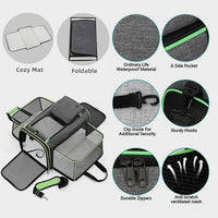 Cat, Dog Carrier for Pets Up to 20 Lbs,Sides Expandable Pet Carrier Bag Large Mesh Safe,Airline Approved Animal Carrier,Soft Sided Collapsible Pet Travel Carrier,Foldable Portable Pet Home (Green)