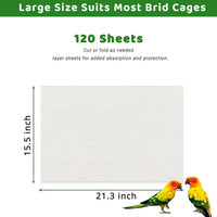 ZIQON 120 Pcs Bird Cage Liner Papers Big Size Cage Paper Liners - 21.3*15.5 inch / White - image 2