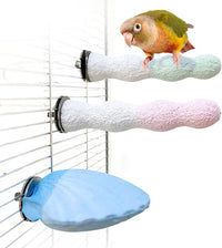 Bird Perches for Cage, Abrasive Surface High Calcium Mineral Parrot Perch Stand - Bird Nail File for Claw & Beak Health, Colorful Ceramic Bird Cage Accessories (Blue, Shell)