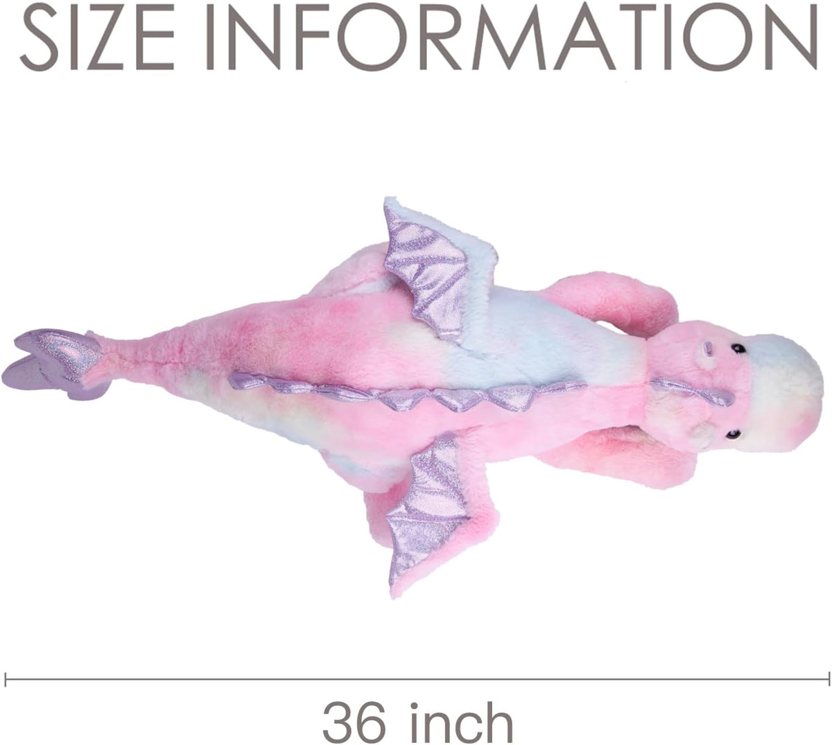 ARELUX Large 36in Cute Dragon Stuffed Animals Plush Toy Soft Matcha - Colorful Pink / 36inch - image 2