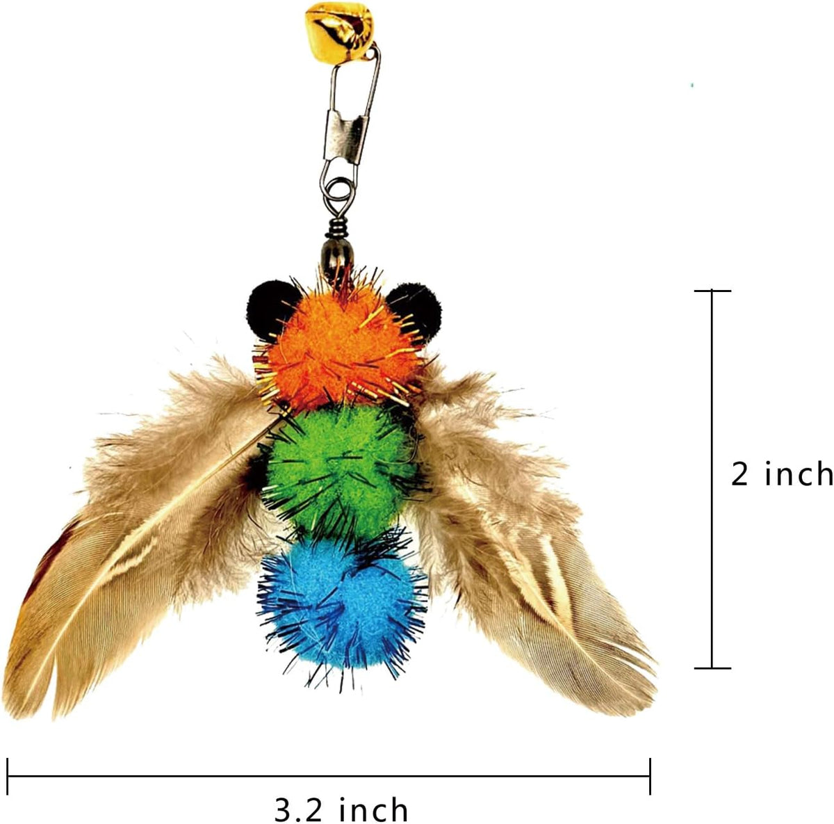 miwoowim 12 Pack Cat Wand Toy Refills with Bells - 6 yellow bees - image 4