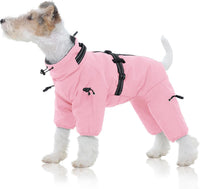 Full Body Dog Coat,Warm Dog Fleece Jackets with Harness Built in Windproof Dogs Snowsuit Zip up Pet - Pink / Small
