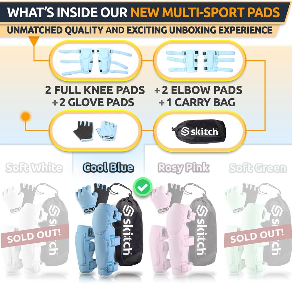 Skitch kids protective gear set with knee pads, elbow pads, wrist guards and bag - view 11