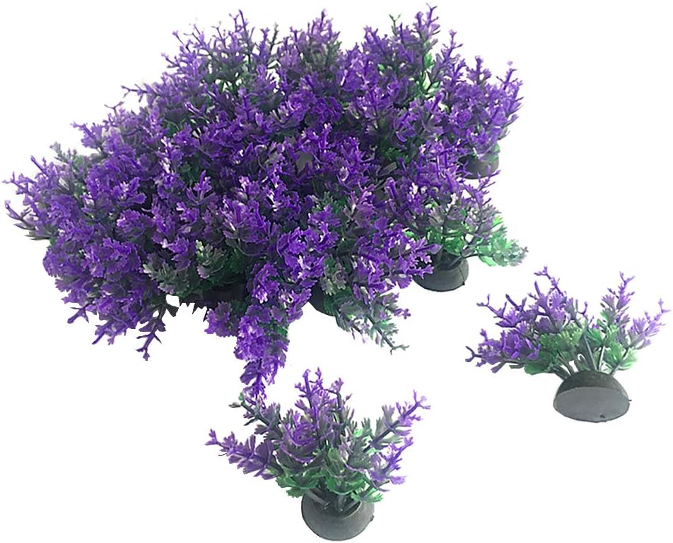 Aquarium Plant Fish Tank Decoration 20 Pieces Small/1" Tall Plastic - Purple