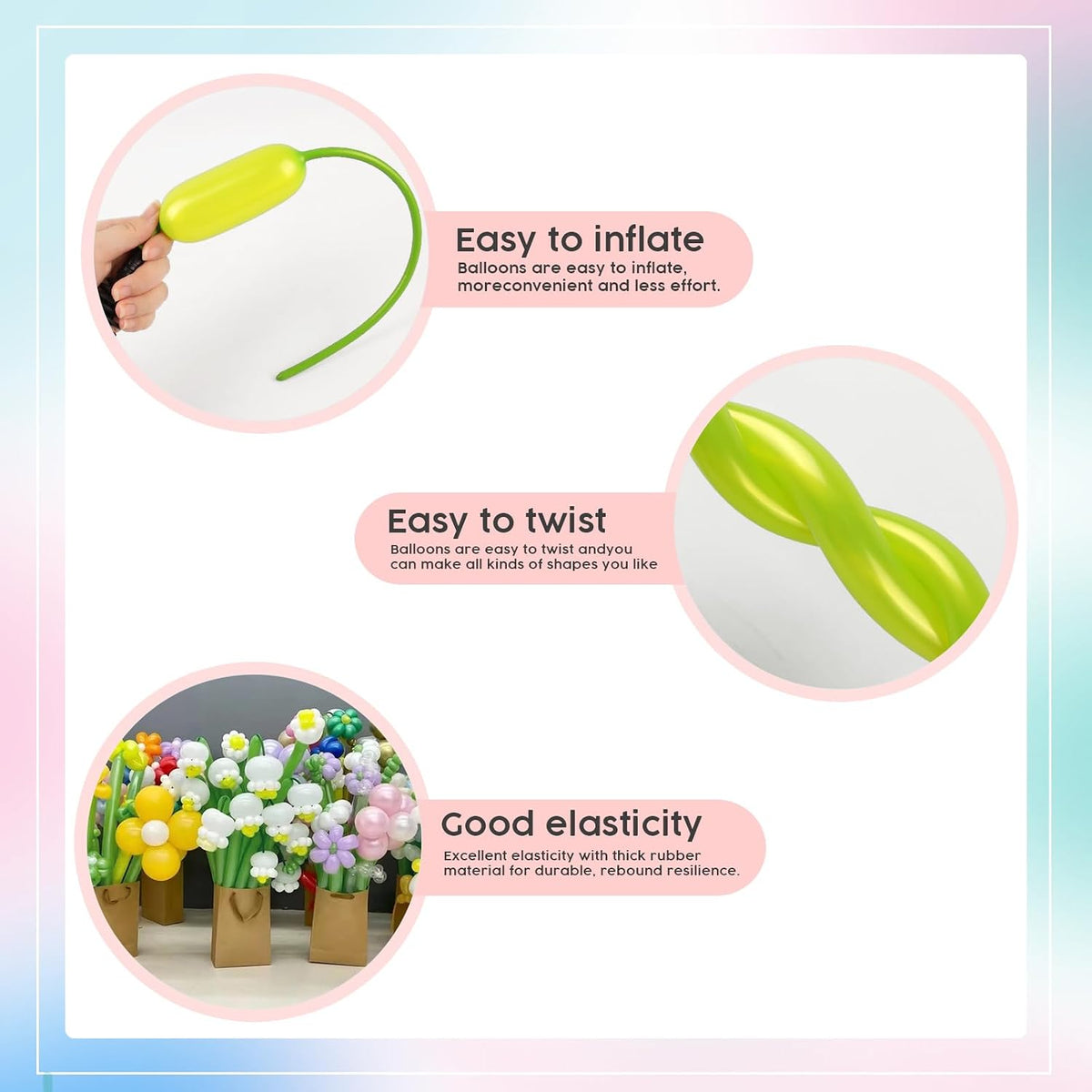 260 Balloons - Clear Long Balloons for Tying Balloon Arch & Balloon Ties – Fun for Kids & Family - Pearl Light Green - image 4