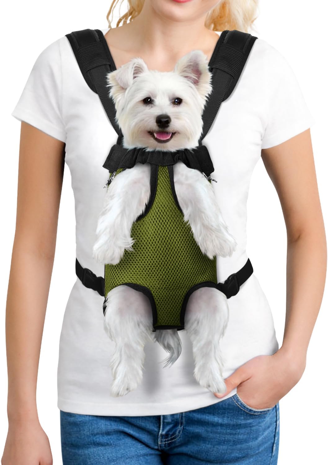 Pet Dog Carrier Backpack Adjustable Front Carrier for Small Dog Cat – Essentials for Dogs - Army Green / Large (8-12lbs)