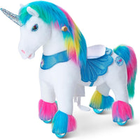 PonyCycle rainbow ride-on unicorn for toddlers with plush body, handlebars and hand brake - view 2
