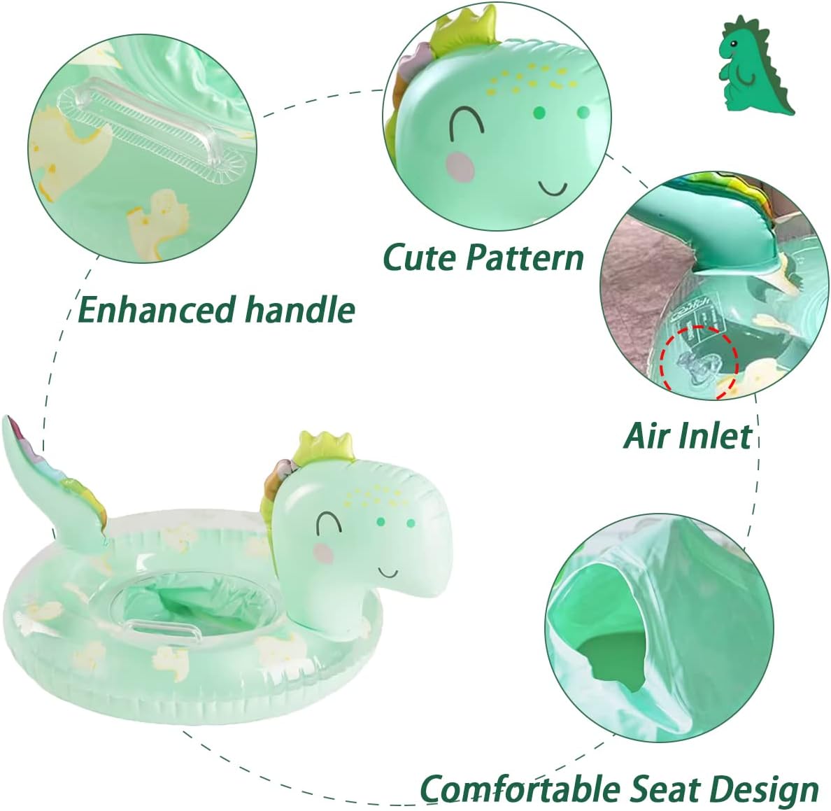 UMBWORLD baby swim float with seat and handle in pink unicorn style - view 12