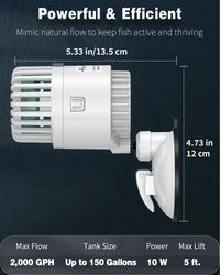 Pawfly Wave Maker for Aquarium, 800 GPH 3W Aquarium Powerhead - for Tanks up to 150 Gallons - image 2