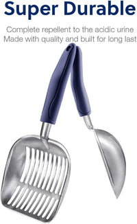WePet Cat Litter Scoop, Aluminum Alloy Sifter, Kitty Metal Scooper, Deep Shovel, Long Handle, Poop Sifting, Kitten Pooper Lifter, Durable, Heavy Duty, for Litter Box