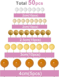 ASTARON 50 Pcs Ball Cake Topper Sticks Mini Balloons for Cake - Orange Yellow Series - image 2