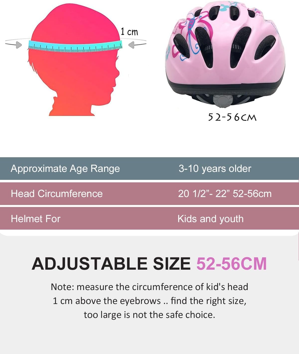 BeBeFun girls bike helmet in pink with 12 air vents and adjustable fit knob, ages 3 to 10 - view 39