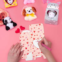 Sofier Valentines Day Gifts for Kids Classroom 24 Pack Valentines Card Boxes with Heart Window Mini Animal Toys Keychains Bulk for Boys Girls Classroom Exchange Party Favor School Teacher Student