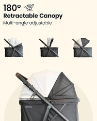 Medium Dog Stroller, Foldable Pet Stroller with Adjustable Handle & No Zip Entry, Storage Basket & Cup Holder, Canopy, Mesh Windows, Ideal for Medium Dogs and Cats Up to 50lbs, Black