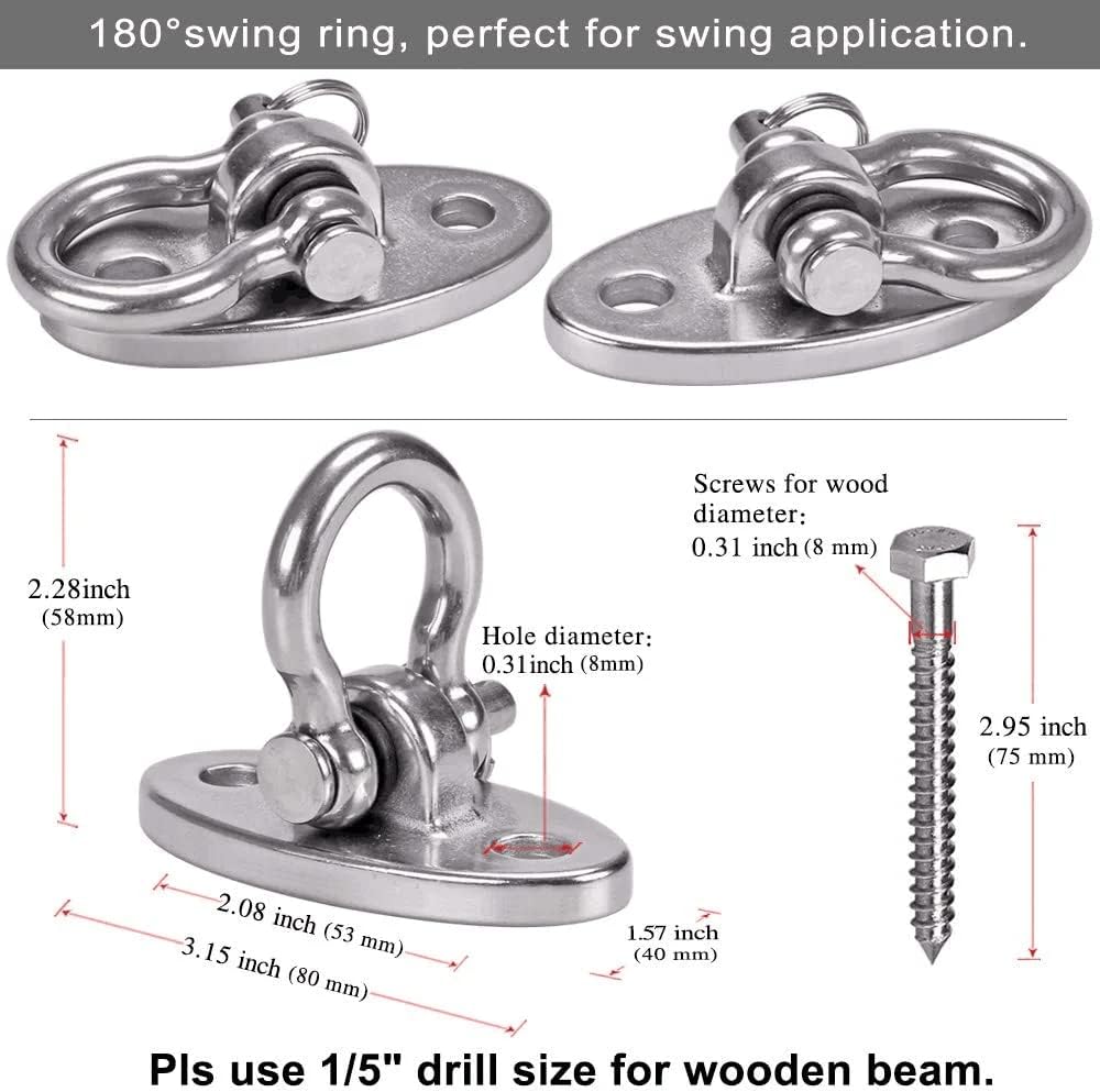 2Pack Heavy Duty Swing Hanger 180° Ceiling Swing Mount 2000 LBS - Silver Swing Hanger (2pack) - image 4
