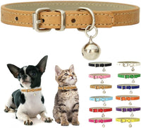 Purple XS Cat Collar with Bell - Khaki / M for Neck 12"-14.5"