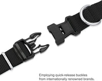 Mikivery Nylon Dog Collar with Quick Release Buckle Soft Adjustable Sturdy for Small Medium Large Dogs Black,M