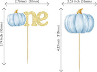 Gyufise 24Pcs Pumpkin Oh Baby Cupcake Toppers Pink Fall Pumpkin - Blue 4 - image 2