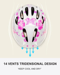 BeBeFun girls bike helmet in pink with 12 air vents and adjustable fit knob, ages 3 to 10 - view 24
