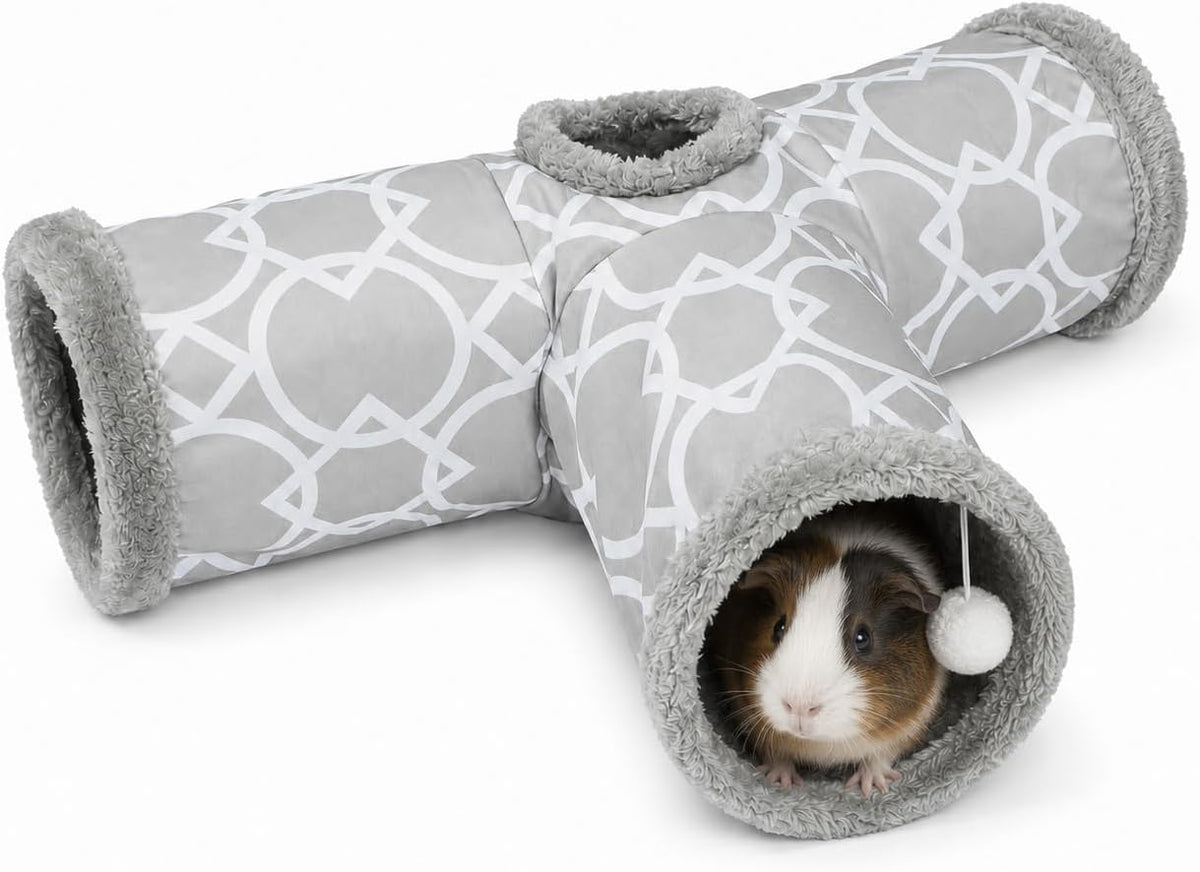 Plush Inside 3-Way Shape Small Animals Tube Tunnel – Essentials for Small Pets - L