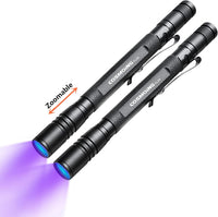 UV Flashlight 395nm Zoomable Black Light Lamp Ultraviolet Lights – Essentials for Dogs - 2 pcs-zoomable Penlight Flashlight