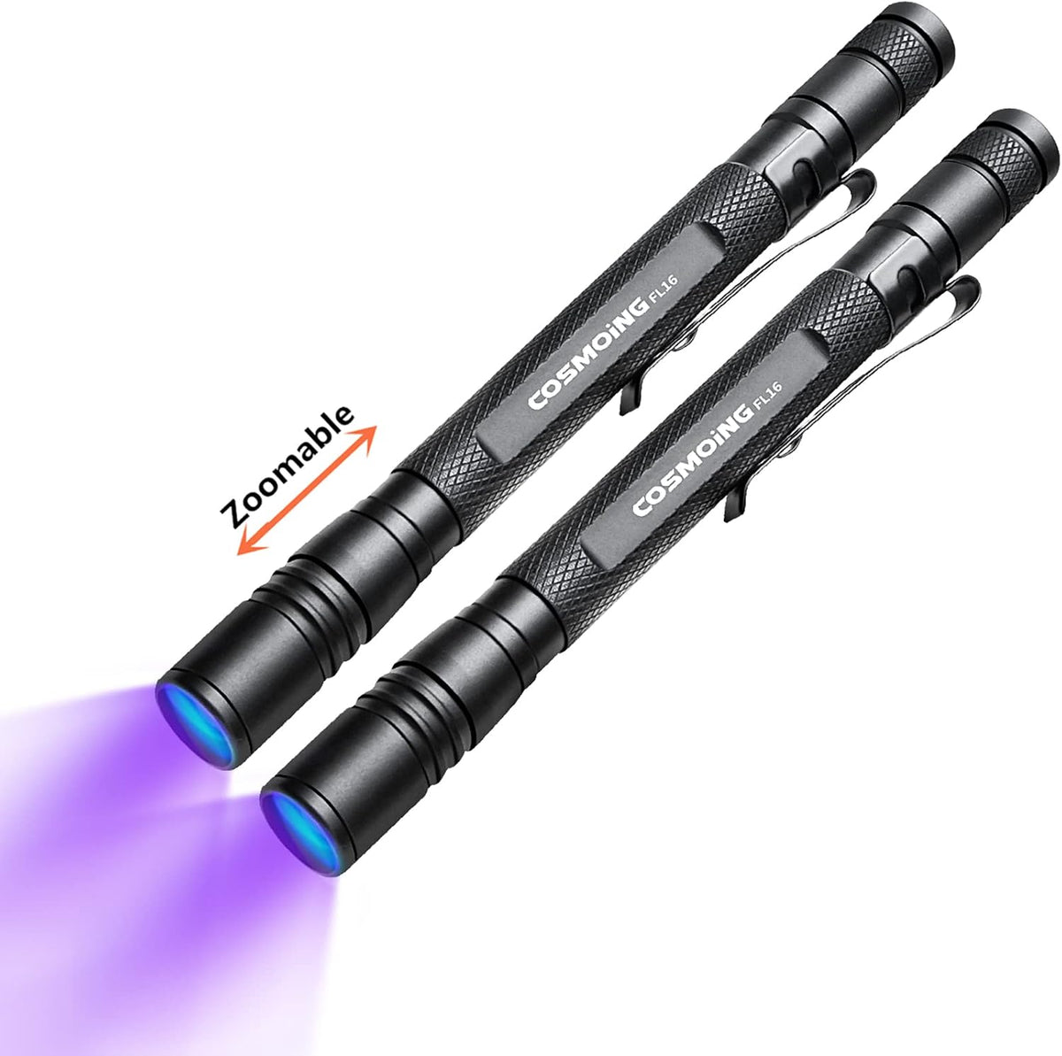 UV Flashlight 395nm Zoomable Black Light Lamp Ultraviolet Lights – Essentials for Dogs - 2 pcs-zoomable Penlight Flashlight