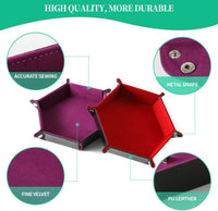 Grajar 2 Pcs Portable Folding Dice Rolling Tray Set for RPG DND Table - Red and Violet - image 3
