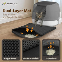 Detachable Cat Litter Box with Lid, 3-in-1 Cat Toilet of Cats, Large Space Anti-Leakage Gato Litter Box with Scoop, Mat & Odor Fitter, Beige/Pink