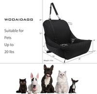 WOOAIDAGG Dog Car Seat for Small Dogs, Ultra-Soft Fabric - Black