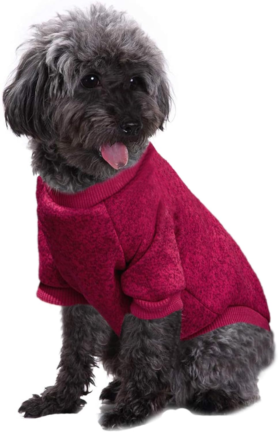Dog Sweaters for Small Dogs, Soft Fleece Puppy Clothes - Wine red / XX-Small - image 2