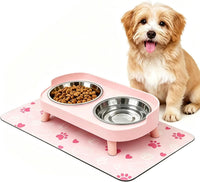 Elevated Dog Bowl, Raised Feeding Stand with Mat for Small Dogs Under – Essentials for Dogs - Pink / Small