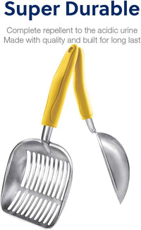 WePet Cat Litter Scoop, Aluminum Alloy Sifter, Kitty Metal Scooper, Deep Shovel, Long Handle, Poop Sifting, Kitten Pooper Lifter, Durable, Heavy Duty, for Litter Box