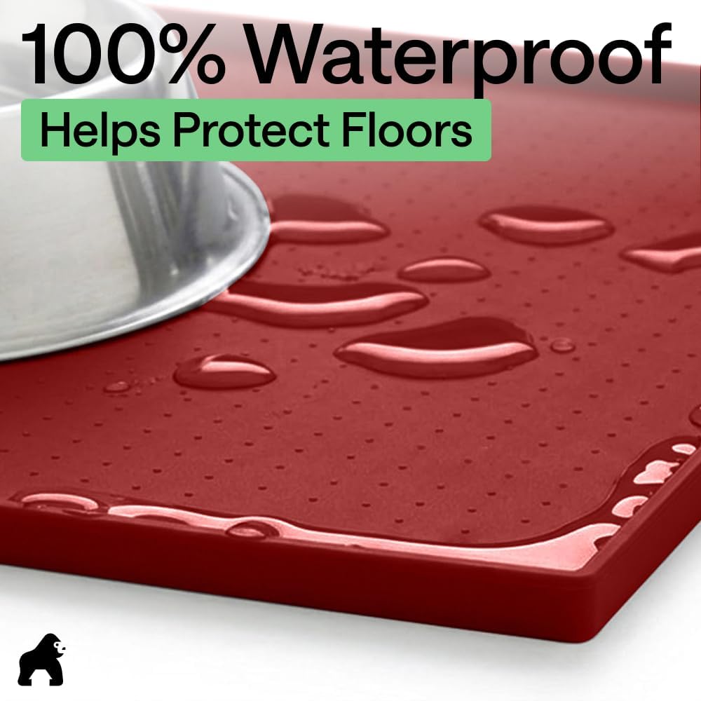 GORILLA GRIP Dog Food Mat, 100% Waterproof Silicone, 16x10 Beige – Essentials for Dogs - Red / 16"l X 10"w - image 4