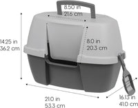 IRIS USA Large Front Door Cat Litter Box, Walk-in Entry - Corner Enclosed / Dark Gray w/ Scoop - image 2