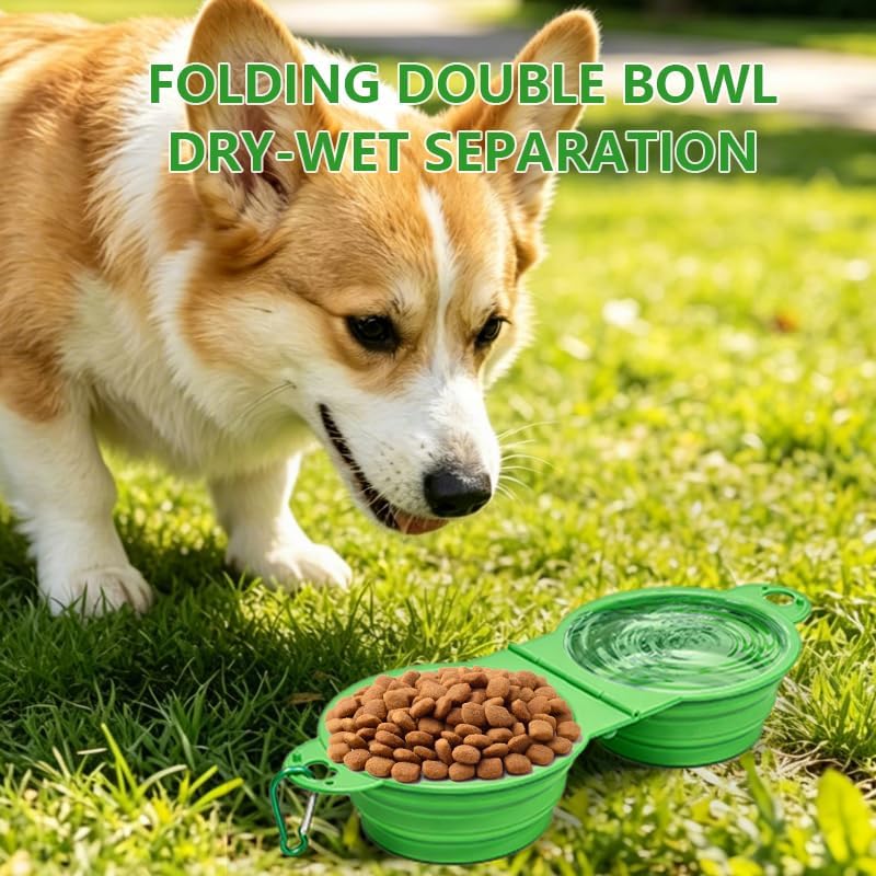 Collapsible Dog Bowls, Small Portable Travel Dog Bowls – Essentials for Dogs - Green - image 3