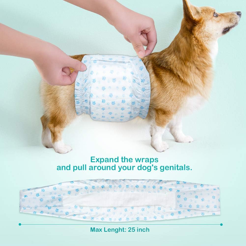 Male Dog Diapers Absorbent Belly Bands for Male Dogs S – Essentials for Dogs - Male Wraps-M-22pc - image 2